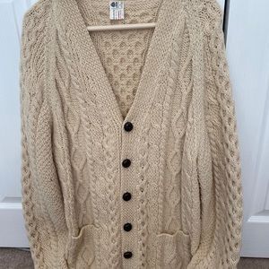 100% hand knitted Irish Wool cardigan, never worn!